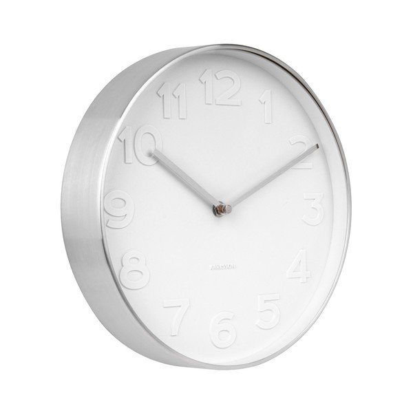 Stenska ura Karlsson Mr. White s srebrnimi detajli, ⌀ 28 cm-image-1