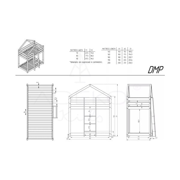 Hišna pogradna postelja iz borovega lesa Adeko Mila DMP, 80 x 160 cm-image-3