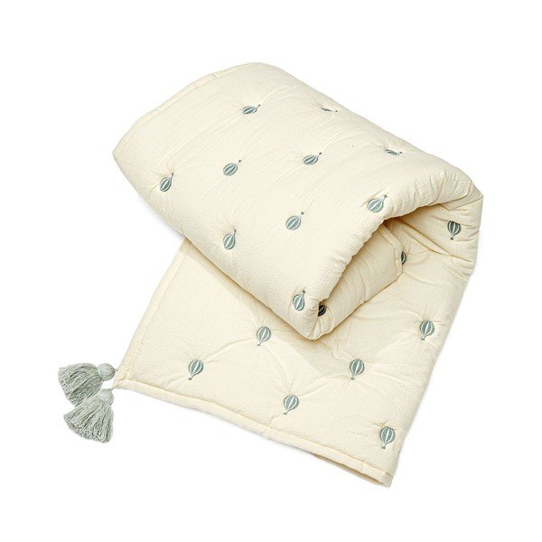 Svetlo rumeno-modra prešita otroška odeja iz organskega bombaža 90x120 cm Balloon – Cam Cam Copenhagen