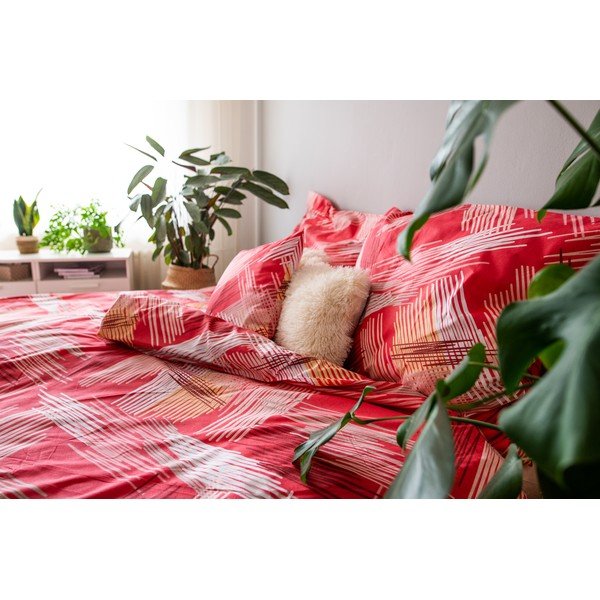 Rdeča bombažna posteljnina  140x200 cm LP Dita Red - Cotton House-image-2