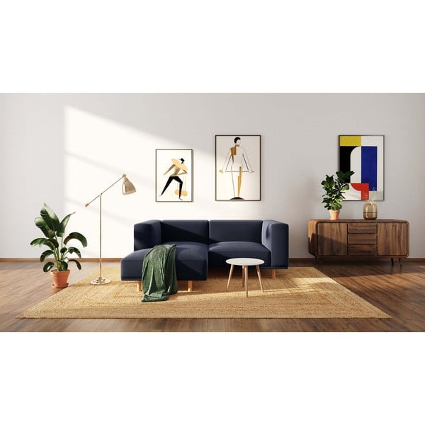 Temno modra žametna kotna sedežna garnitura (z levim kotom) Kukumo – Ame Yens-image-1