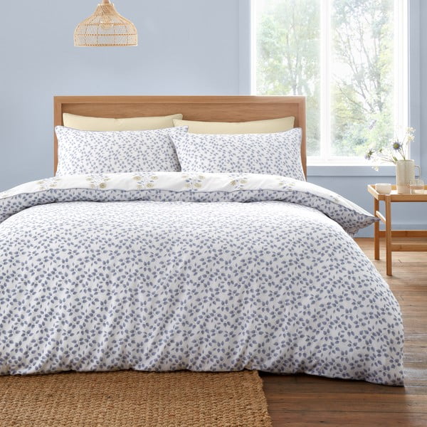 Bela podaljšana posteljnina za zakonsko posteljo iz damasta 230x220 cm Eloise Floral – Bianca-image-2