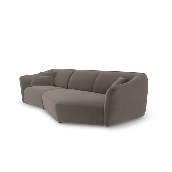 Rjava žametna kotna sedežna garnitura Tokyo – Cosmopolitan Design-image-3