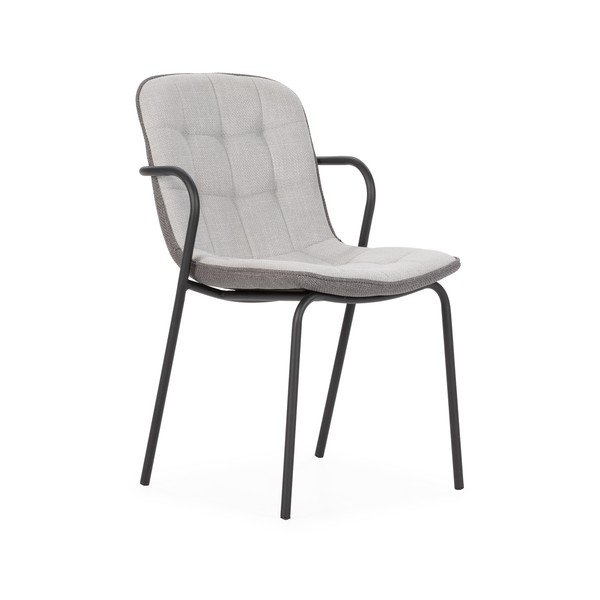 Svetlo siv oblazinjen jedilni stol z nasloni za roke Angie – Marckeric