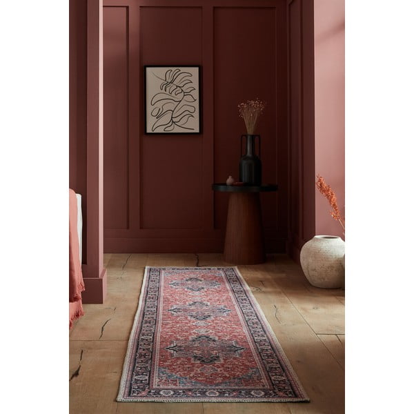 Bordo rdeč pralen tekač iz mešanice recikliranih vlaken 60x230 cm Windsor – Flair Rugs-image-2