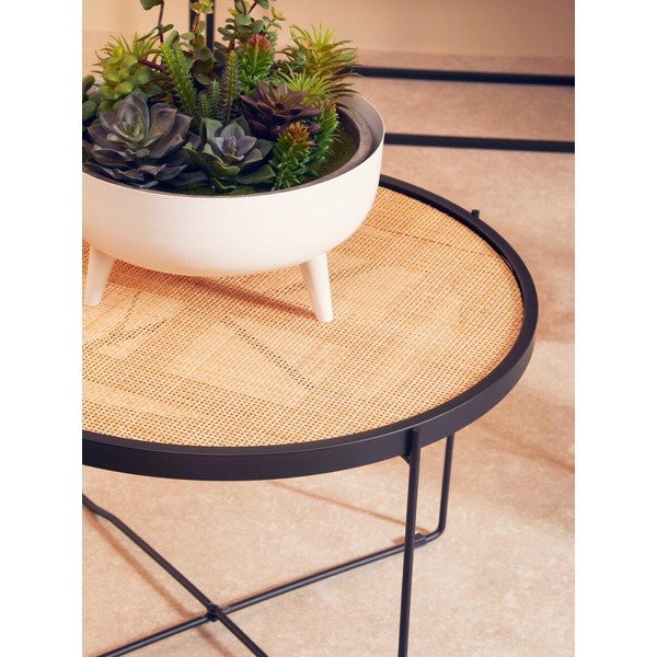Okrogla klubska mizica iz ratana v naravni barvi ø 60 cm Depok – Premier Housewares-image-1