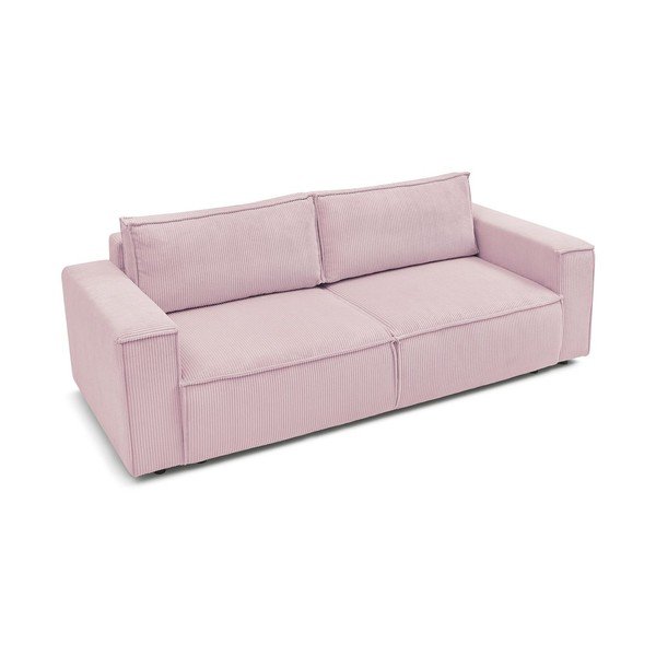 Svetlo rožnata raztegljiva sedežna garnitura iz rebrastega žameta 245 cm Nihad – Bobochic Paris-image-4