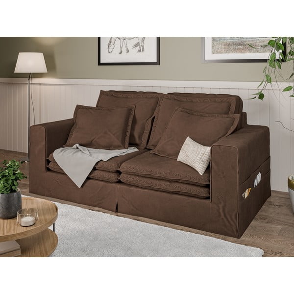 Temno rjava sedežna garnitura 196 cm Nora – Ropez-image-3