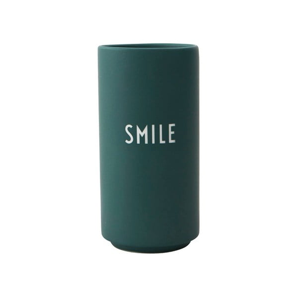 Temno zelena porcelanasta vaza Design Letters Smile, višina 11 cm