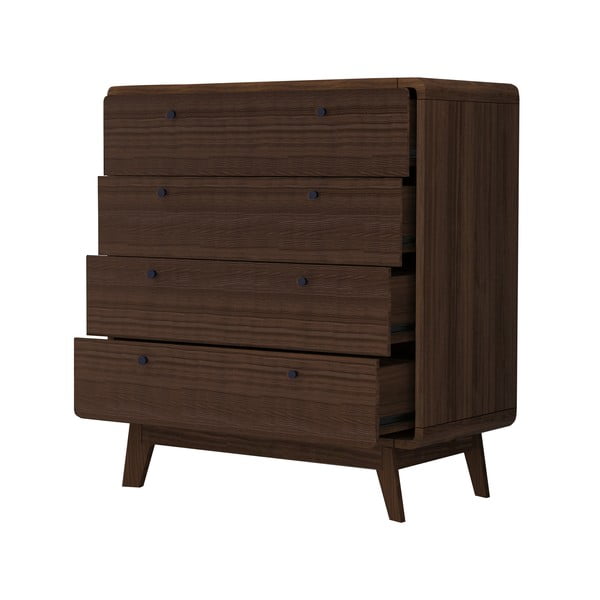 Temno rjava visoka komoda v orehovem dekorju 80x88 cm Caitlin – Støraa-image-2