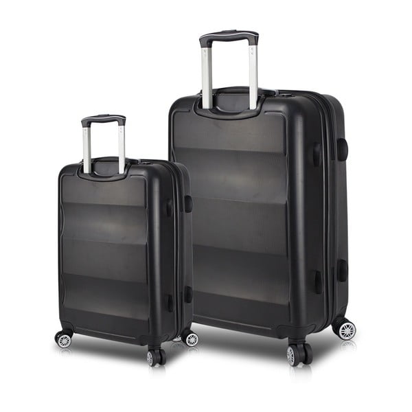 Komplet 2 črnih potovalnih kovčkov na kolesih s priključki USB My Valice LASSO Cabin & Large