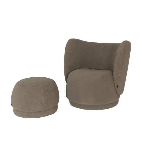 Komplet rjavega fotelja in tabureja Coco – Tenzo