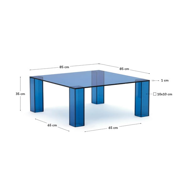 Modra steklena mizica 85x85 cm Adularia – Kave Home-image-4