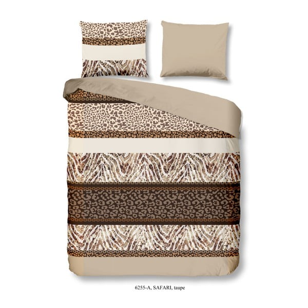 Rjava bombažna posteljnina za zakonsko posteljo Dobro jutro Safari, 200 x 240 cm