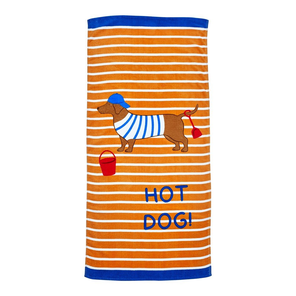Oranžna bombažna brisača za na plažo 76x160 cm Hot Dog