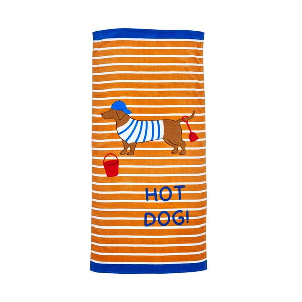 Oranžna bombažna brisača za na plažo 76x160 cm Hot Dog – Catherine Lansfield