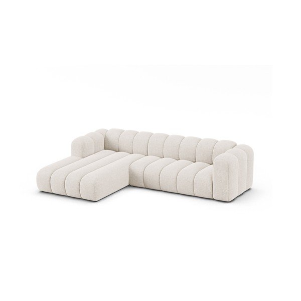 Kremno bela kotna sedežna garnitura iz šenilje (levi kot/z ležalnikom) Lupine – Micadoni -image-1