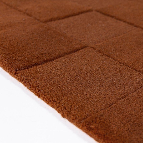 Ročno tkan volnen tekač v barvi terakote 60x230 cm Checkerboard – Flair Rugs-image-4