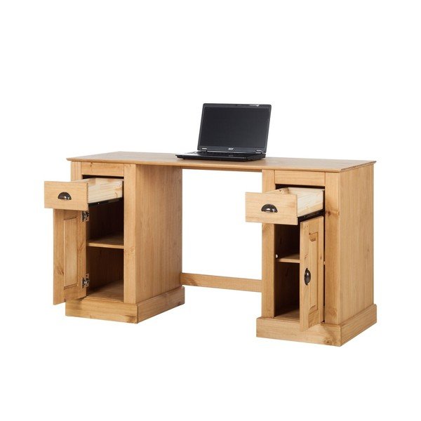 Delovna miza Støraa Tommy iz naravnega bora z 2 vrati-image-1