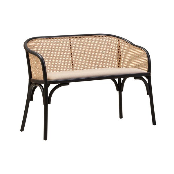 Črna/v naravni barvi oblazinjena klop Cebu – Premier Housewares