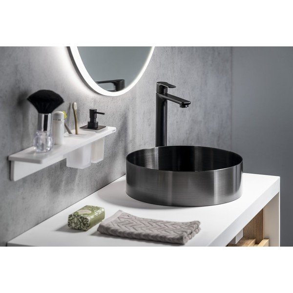 Mat črna stoječa armatura za umivalnik Pax – Sapho-image-4