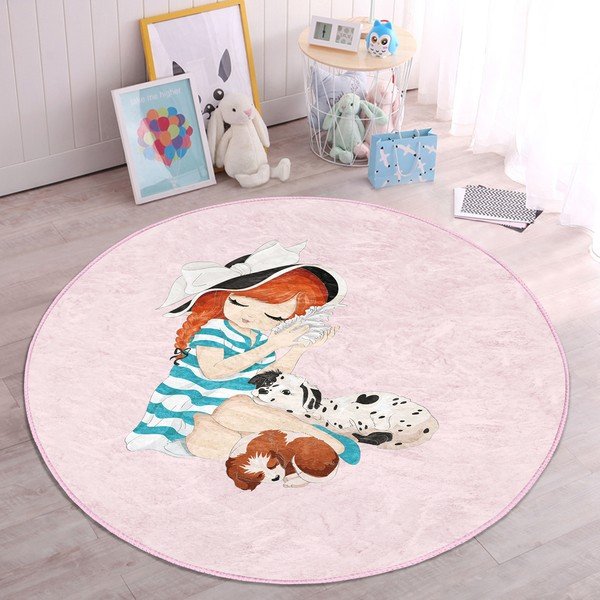 Rožnata otroška preproga ø 100 cm Comfort – Mila Home-image-1