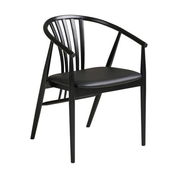 Črn jedilni stol z nasloni za roke iz masivne bukve Agustin – House Nordic