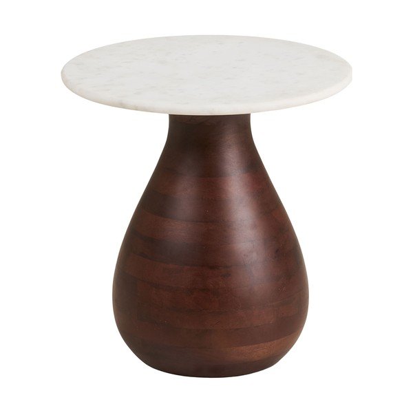 Okrogla stranska mizica z marmorno mizno ploščo ø 40 cm Heide – House Nordic-image-2