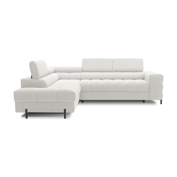 Kremno bela raztegljiva/s prostorom za shranjevanje kotna sedežna garnitura iz tkanine bouclé (levi kot/v obliki črke L) Ferucce – ELTAP