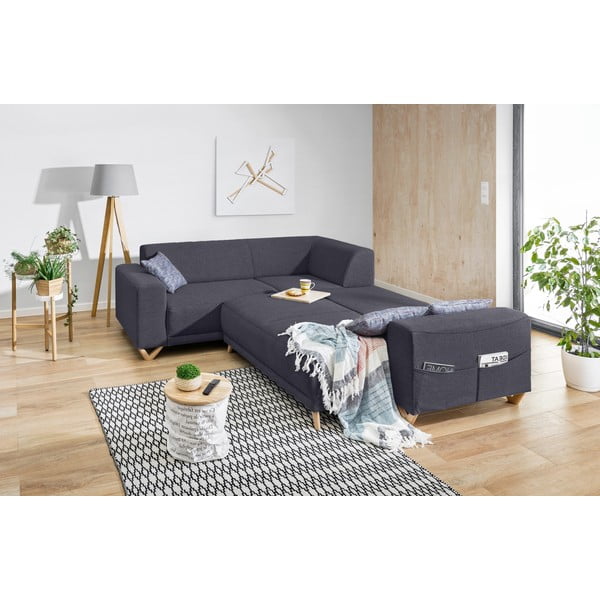 Antracitno siva raztegljiva/s prostorom za shranjevanje kotna sedežna garnitura (levi kot/v obliki črke L) Classy Sophie – Miuform-image-4