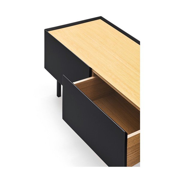 Črna TV omarica v hrastovem dekorju 180x45 cm Arista – Teulat-image-2