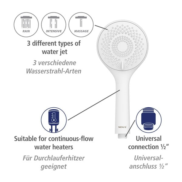 Bela tuš garnitura iz nerjavečega jekla 70 cm Watersaving – Wenko-image-3