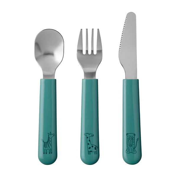 Turkizen/srebrn otroški jedilni pribor iz nerjavečega jekla 3 ks Deep turquoise – Mepal