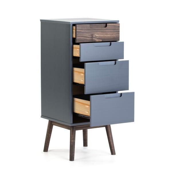 Antracitno siva/temno rjava visoka komoda iz masivnega bora 40x94 cm Nussa – Marckeric-image-2