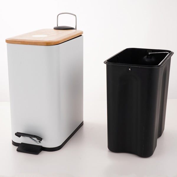 Bel jeklen koš za smeti s pedalom 5 l Erik – Spirella-image-2