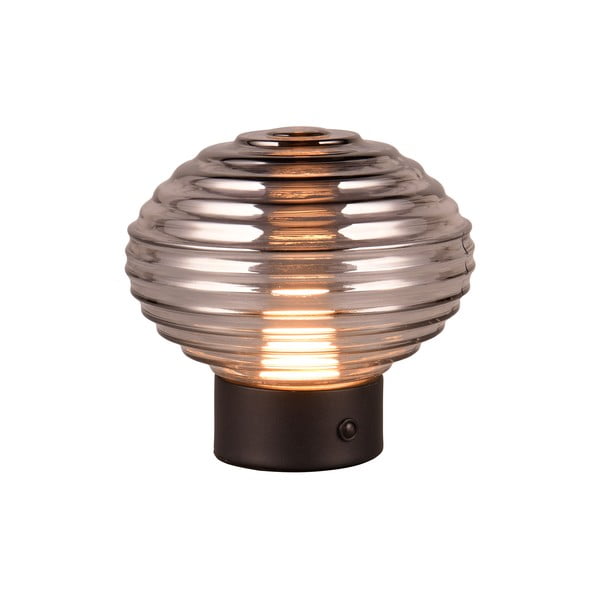 Črna/siva LED zatemnitvena namizna svetilka s steklenim senčnikom (višina 14,5 cm) Earl – Trio-image-1