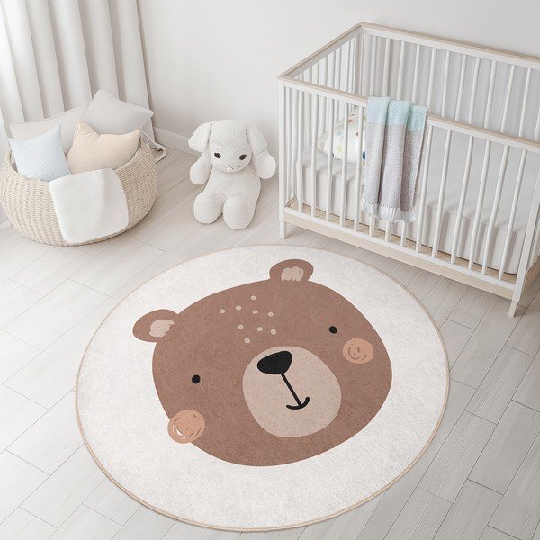 Rjava/kremno bela pralna otroška preproga ø100 cm Teddy Bear – Mila Home-image-2