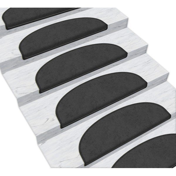Komplet 16 črnih preprog za stopnice Vitaus Dots, 65 x 20 cm-image-1
