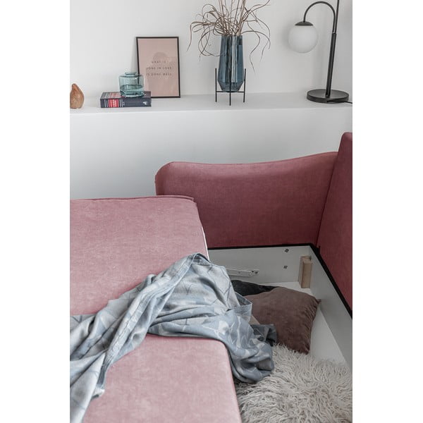 Roza žameten raztegljiv kavč Miuform Tender Eddie-image-1