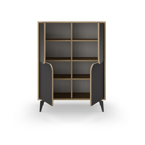 Črna/naravna omarica v hrastovem dekorju 90x120 cm Nola – Marckeric-image-4