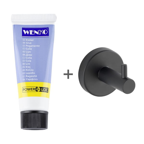 Mat črn obešalnik iz nerjavečega jekla z namestitvijo brez vrtanja Bosio – Wenko