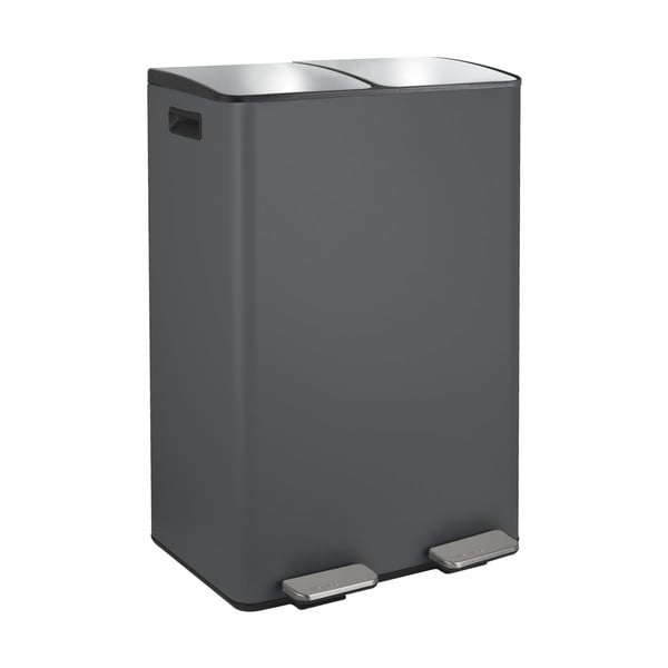 Temno siv jeklen koš za smeti za ločevanje odpadkov s pedalom 2x30 l Aliya – Spirella