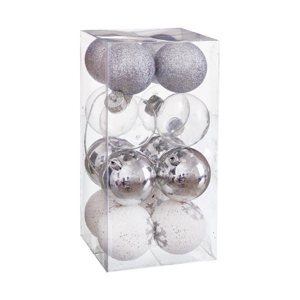 Komplet 16 božičnih okraskov v srebrni barvi Unimasa Pena, ø 6 cm