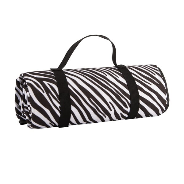 Črno-bela odeja za piknik Navigate Zebra Stripes, 150 x 140 cm
