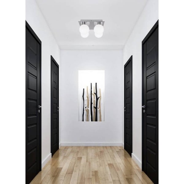 Stropna svetilka v srebrni barvi s steklenim senčnikom 25x25 cm Oden - Candellux Lighting-image-2