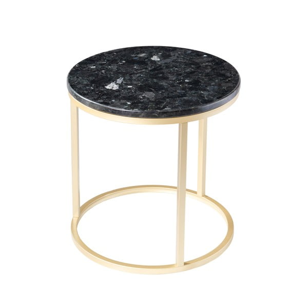 Miza iz črnega granita z zlatim podnožjem RGE Crystal, ⌀ 50 cm