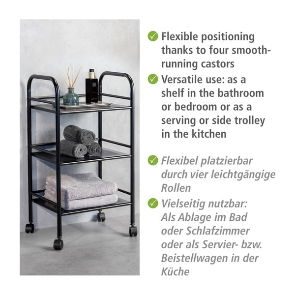Črn kovinski regal na koleščkih 41x75 cm – Wenko-image-4