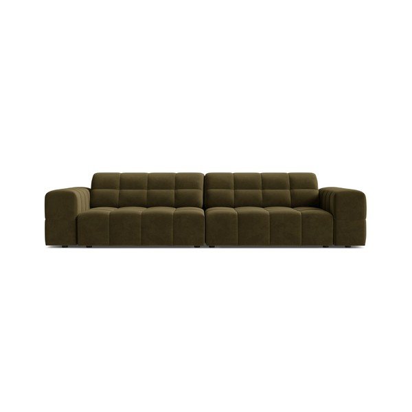 Kaki zelena žametna sedežna garnitura 252 cm Chicago – Cosmopolitan Design