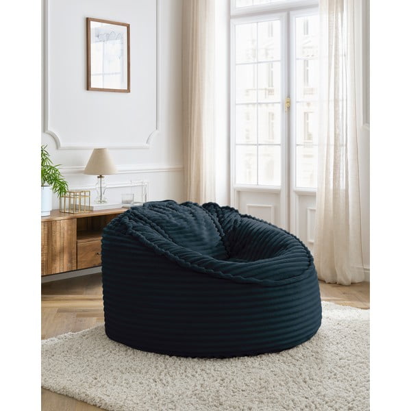 Temno modra vreča za sedenje iz rebrastega žameta Socrate – Bobochic Paris-image-1