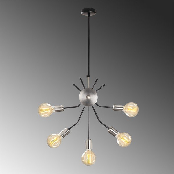 Črna kovinska viseča svetilka v kromu Opviq lights Elena-image-1